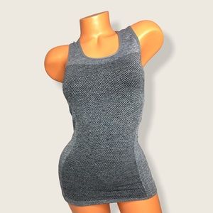 Mono B Womens Dark Grey Nylon Blend Sleeveless Athletic Workout Tank Top Size S